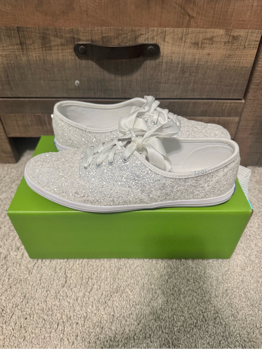 Keds Kate Spade Women's Glitter Ribbon Lace-Up Sneakers - White